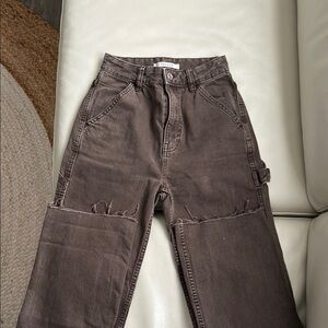 Brown Distressed Cargo Pants